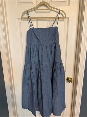J. Crew Light Blue Chambray Spaghetti Strap Dress NWOT